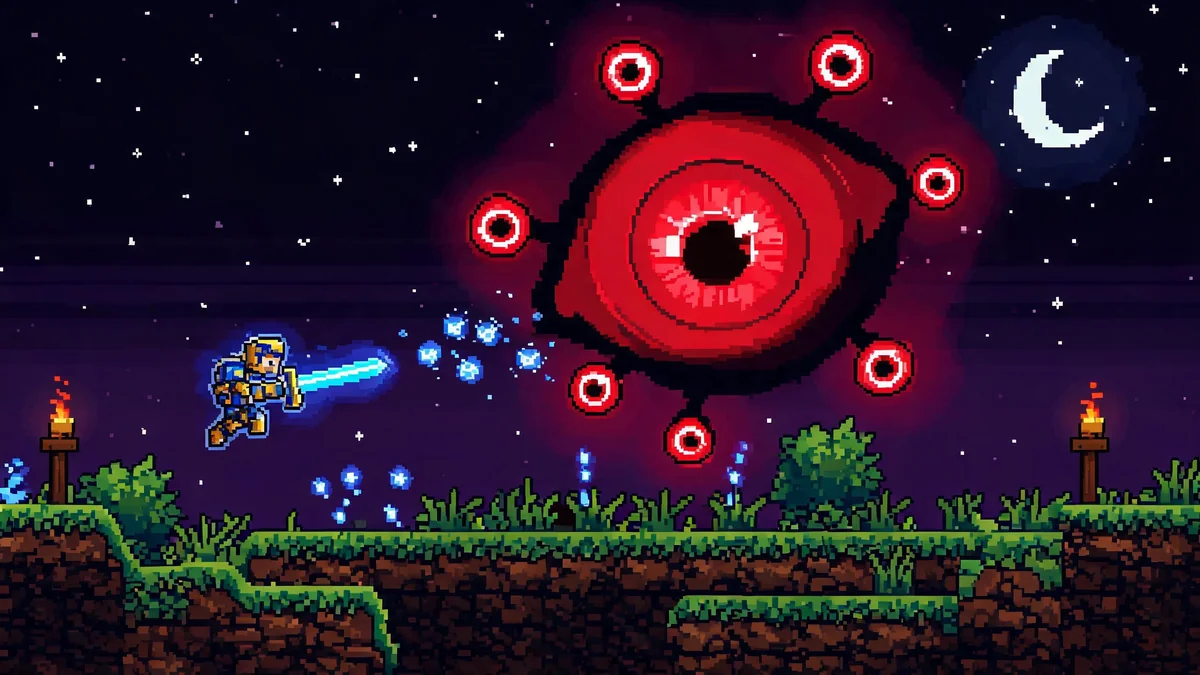 Player fighting Eye of Cthulhu